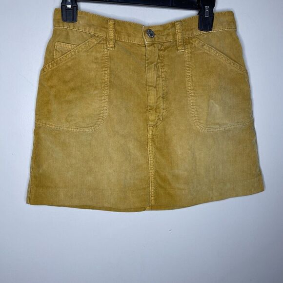 RE/DONE Skirt Womens 27 Yellow 70s Pocket Mini Corduroy 100% Cotton - Picture 3 of 12